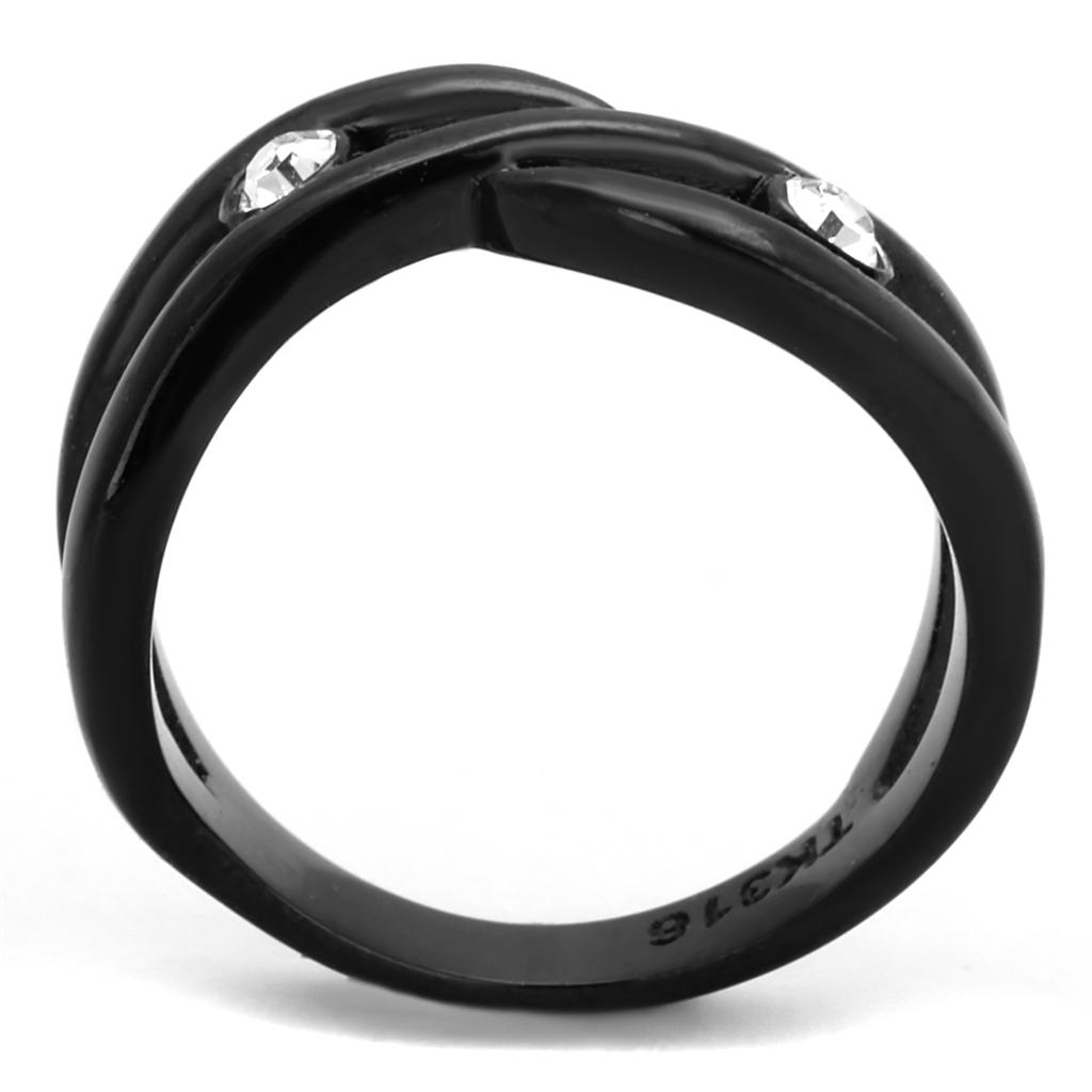 TK2137 - IP Black(Ion Plating) Stainless Steel Ring with Top Grade