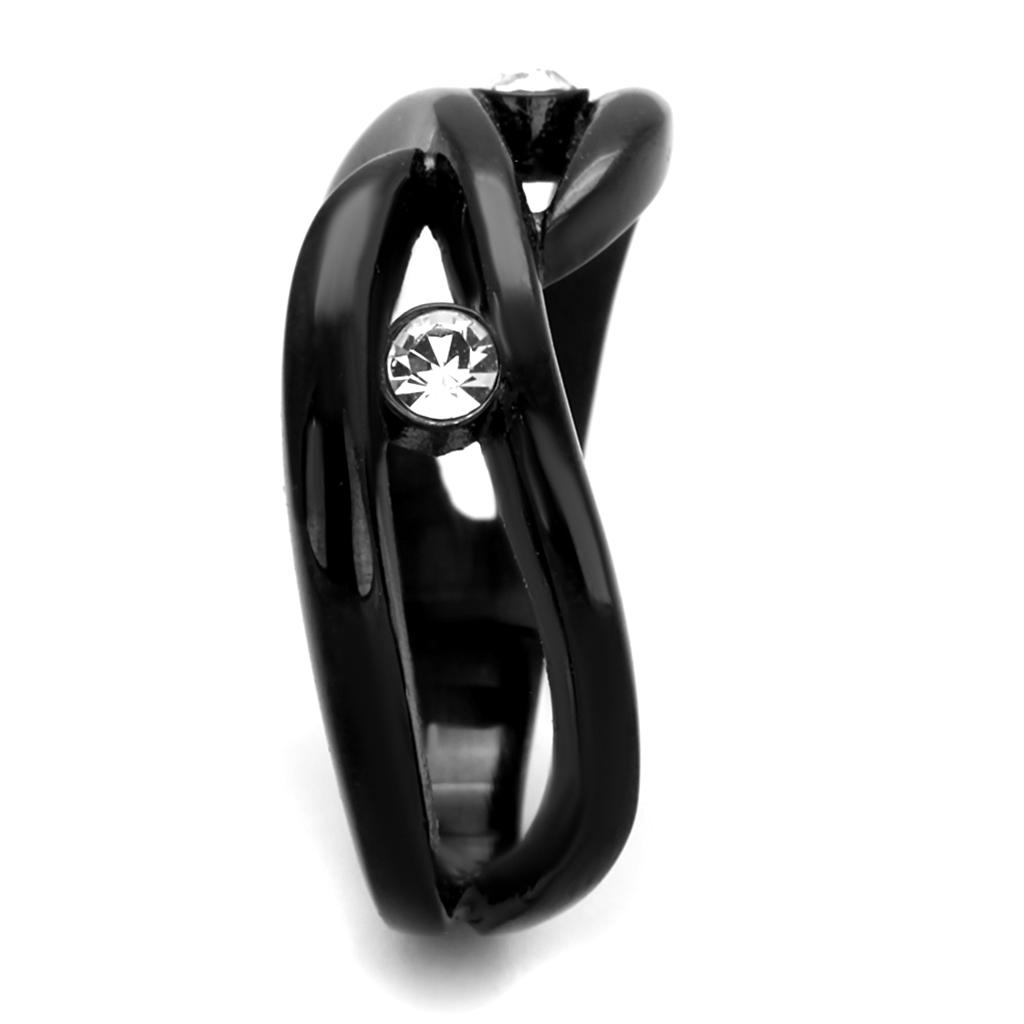 TK2137 - IP Black(Ion Plating) Stainless Steel Ring with Top Grade