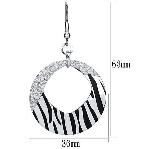 LO2702 - Rhodium Iron Earrings with Epoxy in Jet