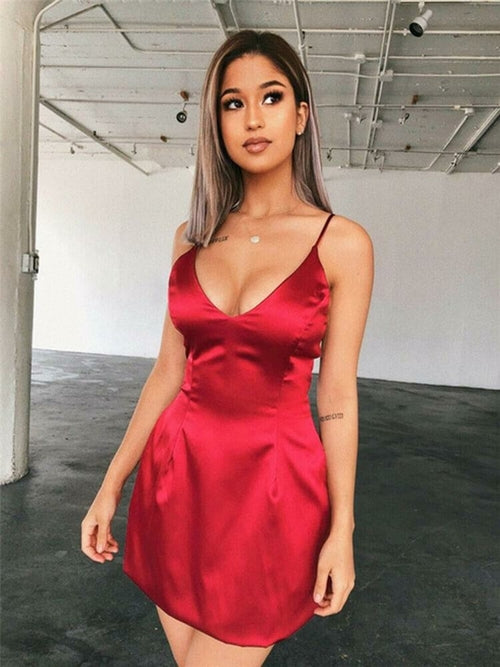 Women Summer Dress Sheath Comfortable Sexy Sleeveless Spaghetti Strap