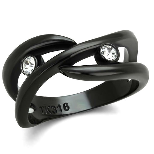 TK2137 - IP Black(Ion Plating) Stainless Steel Ring with Top Grade