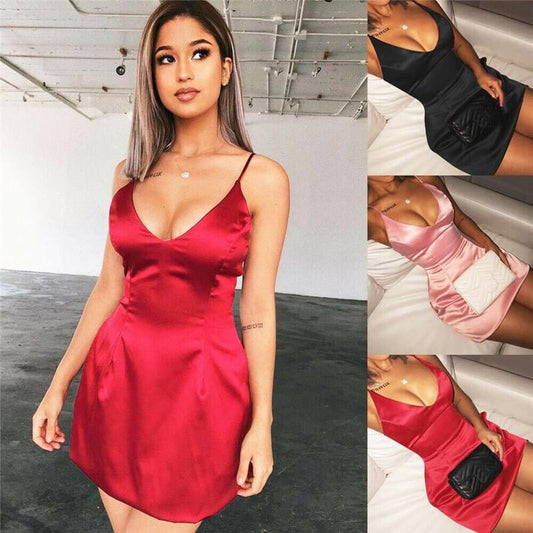 Women Summer Dress Sheath Comfortable Sexy Sleeveless Spaghetti Strap