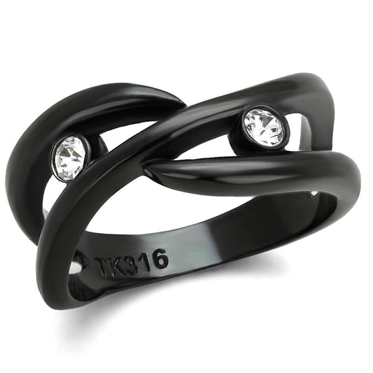 TK2137 - IP Black(Ion Plating) Stainless Steel Ring with Top Grade