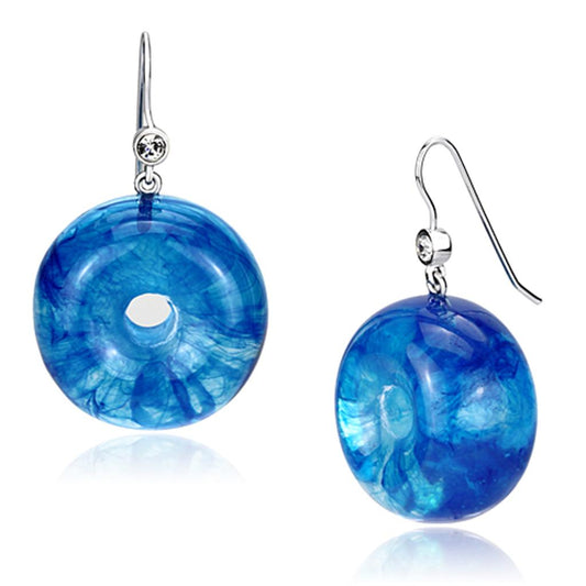 VL069 - IP rhodium (PVD) Brass Earrings with Synthetic Synthetic Stone